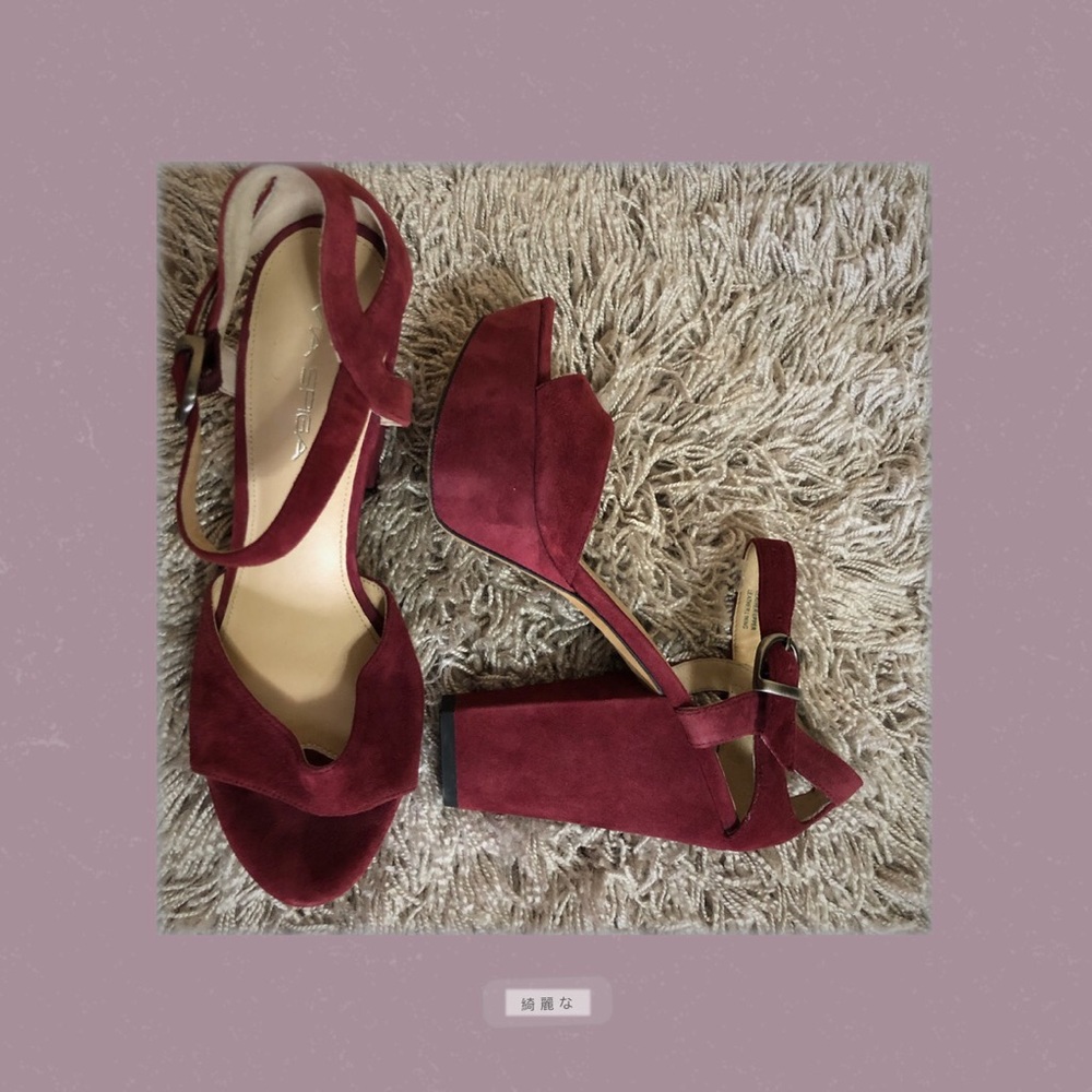 Red Chunky Heeled Via Spiga Sandal